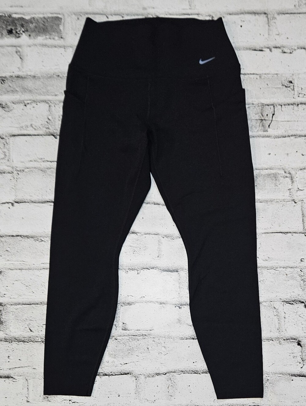 Nike Dri FIT High Rise 7/8 Leggings Large Black Side Pocket Training